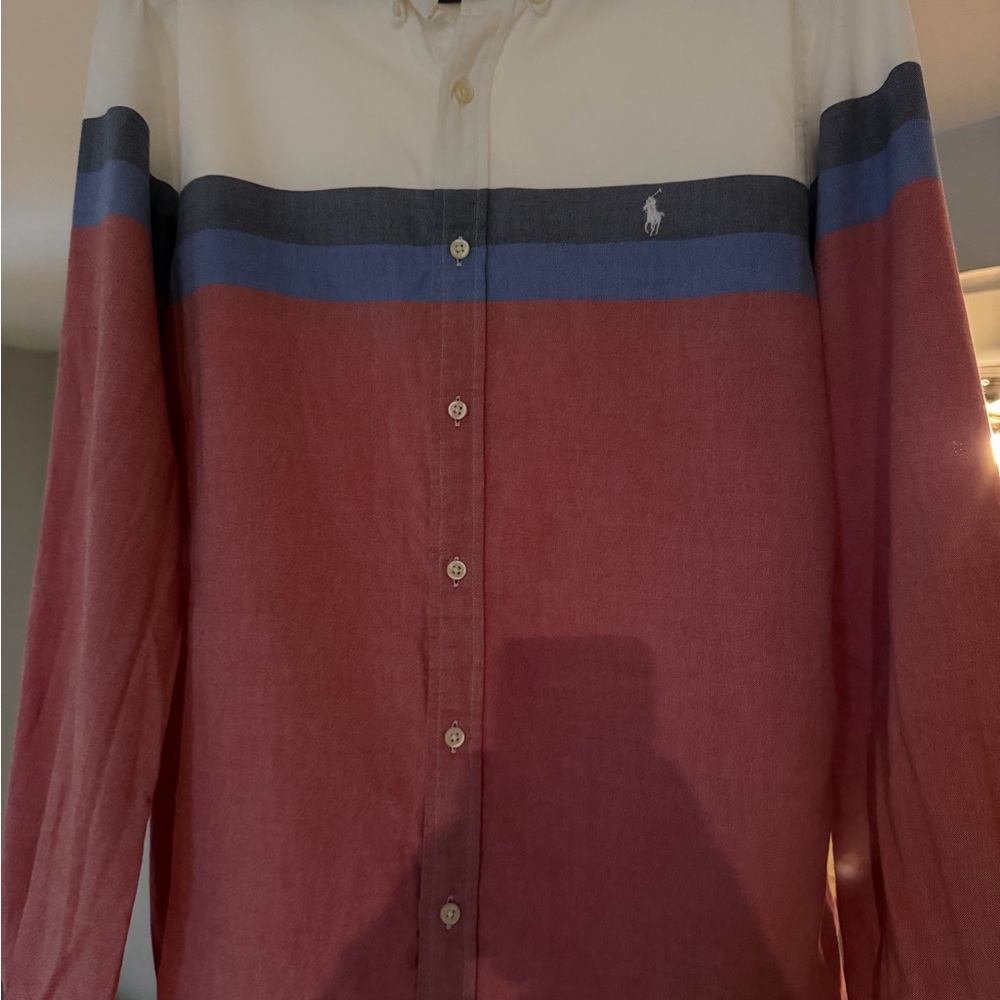 Ralph Lauren Red and Blue Colorblock Shirt
